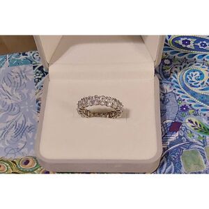 4.5Ct Oval Cut Diamonique Eternity Wedding/Anniversary Band Ring Sz 8